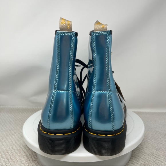 Dr Martens 1460 Chrome Vegan Leather Boots Womens Size 9 Metallic Blue 25279 NEW - Picture 2 of 6